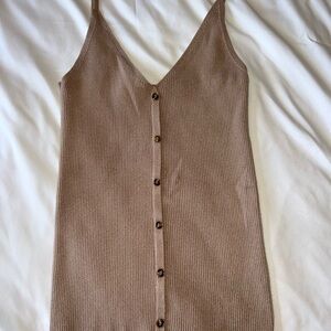Tan knit Button-Down Tank Top